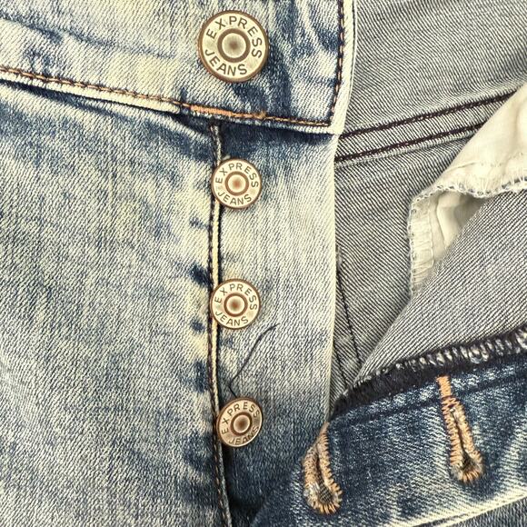 Express Jeans Y2K Acid Wash Distressed Denim Jeans Slim Leg High Rise Size 4 - Picture 15 of 15